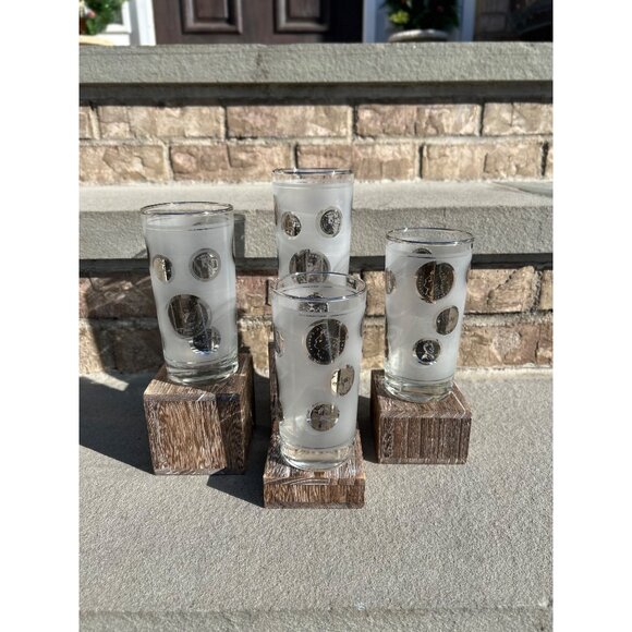 Libbey Frosted Silver Coin Glass Tumblers. - Picture 3 of 7